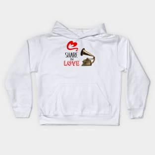 Share the Love Music Illustration with Text Kids Hoodie